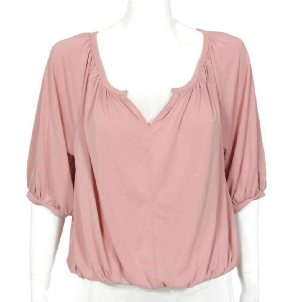 Lucky Brand Womens Sandwash Peasant Top Bohemian Rosette Pink Size M 420